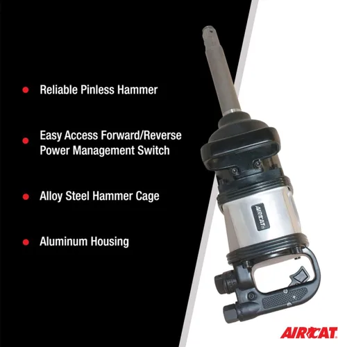 Vista 4 de AIRCAT Pneumatic Tools 1994 - Llave de impacto recta de 1 pulgada con yunque extendido de 8 pulgadas, 2,500 ft-lbs