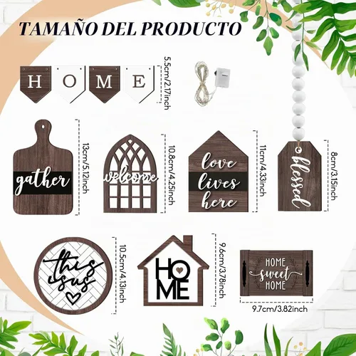 Vista 3 de FairySandy - 11 letreros de madera rústica para decoración de bandeja