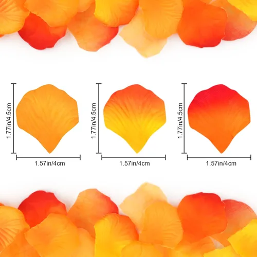 Vista 4 de 3000 pétalos de rosa, pétalos de rosa para bodas, pétalos de flores artificiales (naranja y amarillo)