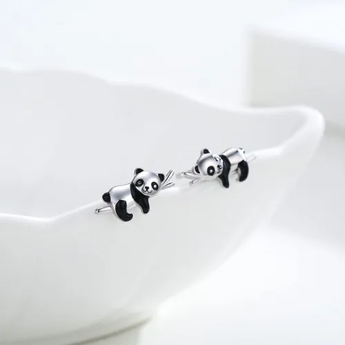 Vista 3 de Pendientes de animal de plata de ley 925 con diseño de pandakoalaperezoso, joyería de animales, regalo para mujeres y niñas, aretes hipoalergénicos