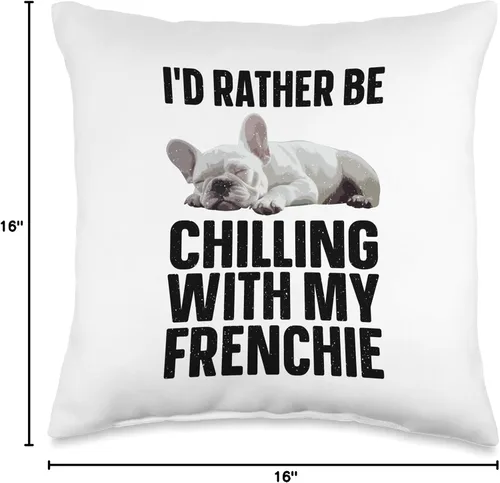 Vista 4 de French Bulldog Gift Frenchie Accessories Dog Stuff Art for Men Women French Bulldog Frenchie - Almohada de 16 x 16 pulgadas, multicolor