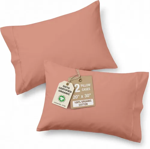 Vista 44 de Lane Linen - Juego de 2 fundas de almohada, 100% algodón orgánico, tamaño estándar, suaves, color blanco (20 x 26 pulgadas)