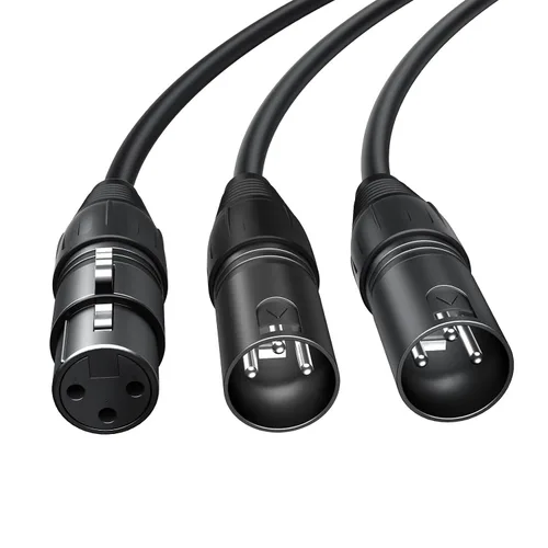 Vista 6 de CableCreation Divisor XLR equilibrado de 1 pie, 2 X LR macho a XL R hembra, micrófono de 3 pines y cable de micrófono X L R Split 1 hembra a 2 macho