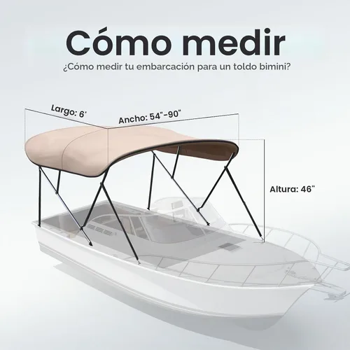 Vista 6 de KING BIRD Toldo Superior de Barco Bimini de 3-4 Arcos Protección Solar Toldo de Barco Impermeable Marco de Aluminio Inoxidable de 1 Pulgada 46