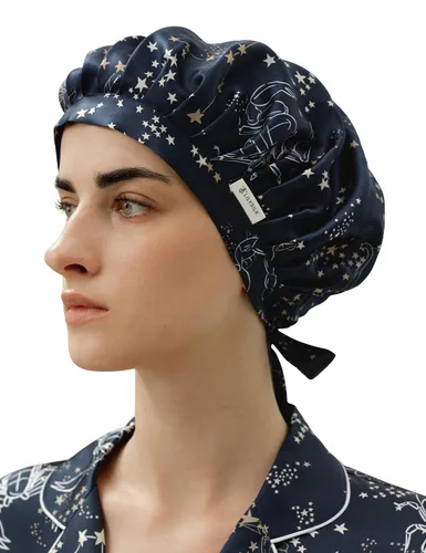 Vista 15 de LilySilk Gorro 100% de seda de morera, gorro de seda para dormir, ajustable para dormir, Verde aguacate