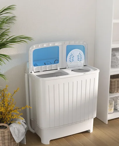 Vista 9 de LDAILY Lavadora portátil, lavadora compacta de 20 libras con bomba de drenaje y limpieza profunda, mini combo de lavado de lavandería para Blanco