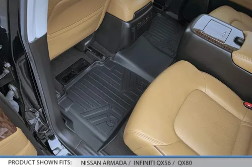 Vista 4 de SMARTLINER Juego de tapetes de piso de ajuste personalizado de 3 filas para Infiniti QX56 2011-2013