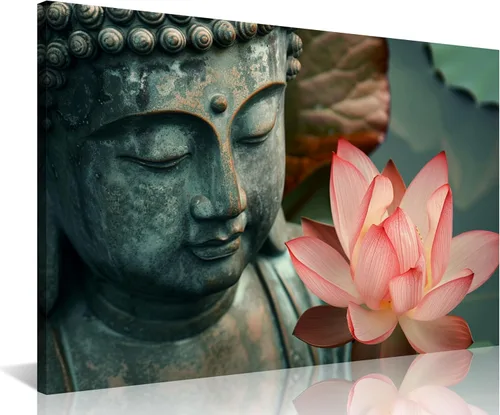 Vista 24 de NAN Wind 5 piezas de lienzo de flor de loto zen de Buda Zen, decoración espiritual para meditación, decoración pacífica del hogar, simbolismo