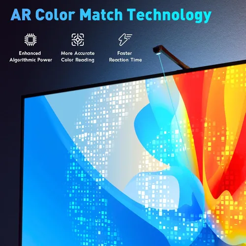 Vista 4 de MIHEAL Retroiluminación LED para TV con sensor AR, tira de luces RGB de 12.4 pies para PC de 32 a 60 pulgadas, TV y monitor, luces de TV