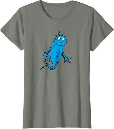 Vista 15 de Dr. Seuss Blue Fish Character - Camiseta con licencia oficial Negro