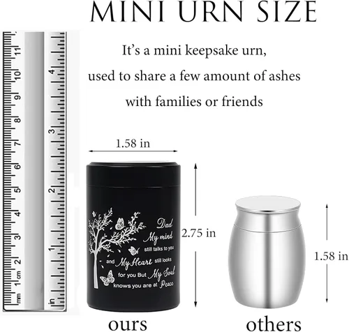 Vista 3 de Urna pequeña de 3 pulgadas para cenizas humanas, mini caja de recuerdos de cremación para compartir cenizas, mini urna para papá