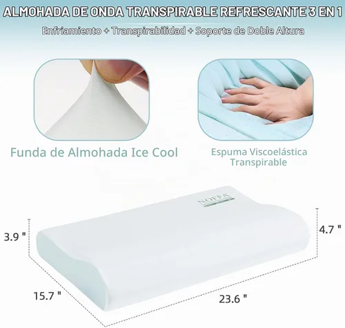 Vista 2 de Almohada cervical para aliviar el dolor de cuello, almohadas de apoyo para el cuello para dormir, almohada de espuma viscoelástica de contorno