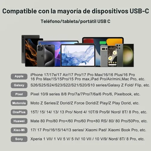 Vista 7 de INVERSE NET USB C a 3.5mm Adaptador de Audio OTG, Adaptador USB-C a USB 3en1 con Conector de Auriculares de 3.5mm y Carga Rápida PD de 60W