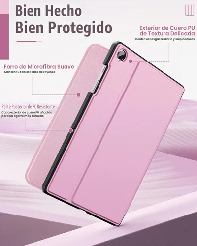 Vista 3 de MoKo Funda para Samsung Galaxy Tab A9+/A9 Plus de 11 pulgadas 2023, carcasa protectora trasera rígida delgada con soporte de visualización y Rosa