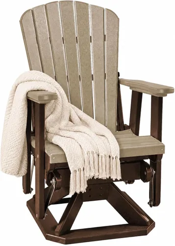 Vista 7 de DutchCrafters Slat Fan Back Poly Adirondack Swivel Glider Outdoor Patio Chair (Black)