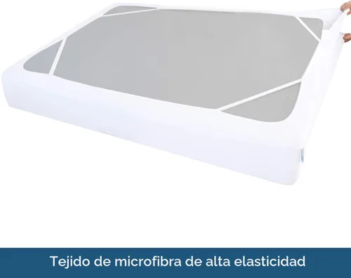 Vista 4 de Funda de somier tamaño Queen con material tejido suave y elástico, solo cubre lados, alternativa para falda de cama, resistente a las arrugas y a