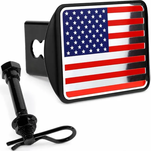 Vista 11 de Tapón de enganche de bandera negra estadounidense de 2 pulgadas Resistente a la intemperie, apto para lavado de coches, se adapta a receptor de 2