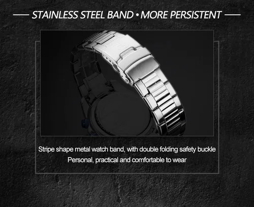Vista 8 de NAVIFORCE Relojes deportivos para hombre, reloj de cuarzo de acero completo, para hombre, fecha semanal, resistente al agua, relojes militares