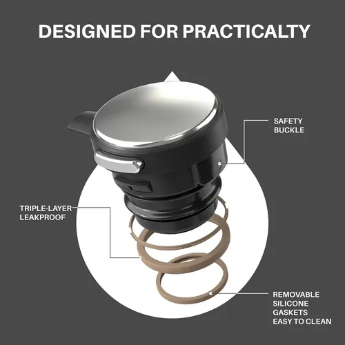 Vista 4 de IDEUS Jarra térmica para café, frasco de acero inoxidable con aislamiento al vacío de doble pared, jarra de agua, servidor de café y dispensador
