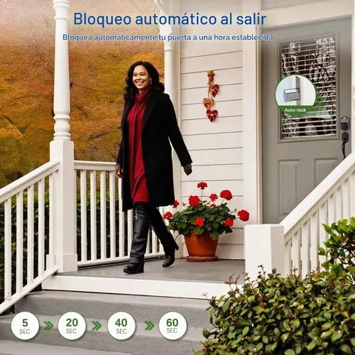 Vista 9 de Cerradura inteligente de puerta de huellas dactilares, cerrojo de entrada sin llave con teclado electrónico, control de aplicación Bluetooth