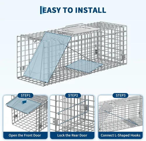 Vista 5 de Squirrels Trap Single Door Animal Traps Foldable Live Animal Trap Easy Set & Release Traps for Stray Cats Armadillos Rabbits Skunks Groundhogs 24 *