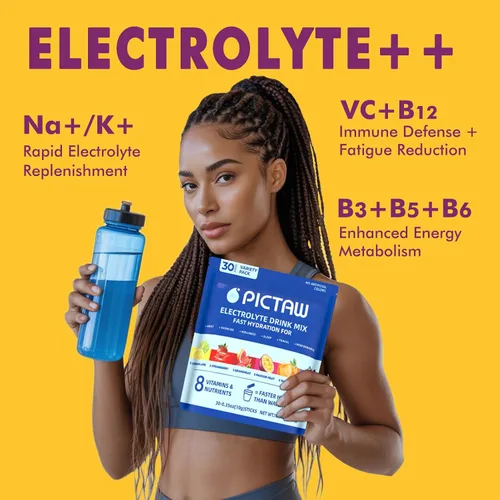 Vista 3 de Paquetes de 30 paquetes de electrolitos en polvo, paquete variado de paquetes de hidratación, bajo contenido de azúcar, mezcla de electrolitos