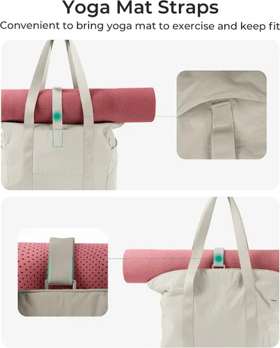 Vista 70 de BAGSMART Bolsa de mano para mujer con cremallera, bolsa de gimnasio con compartimentos, bolsa de trabajo para enfermera, baile, bolsa de yoga