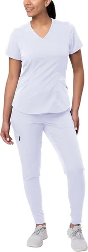 Vista 29 de Adar Pro - Conjunto de uniforme médico atlético moderno para mujer Tela elástica en 4 direcciones, resistente al olor y a las arrugas, ajuste a
