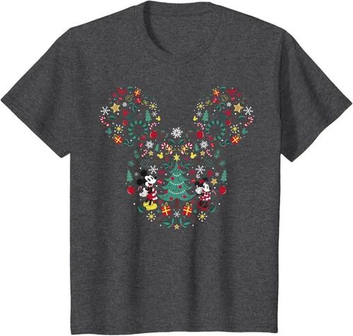 Vista 29 de Disney Mickey y Minnie Mashup Navideño Camiseta de Manga Corta Negro