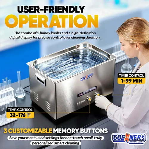 Vista 4 de Limpiador ultrasónico de 22 litros, máquina profesional de limpieza ultrasónica con temporizador y calentador, máquina de limpieza sónico