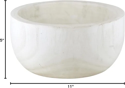 Vista 6 de Santa Barbara Design Studio Table Sugar Paulownia - Cuenco de madera, 11 pulgadas de diámetro, color blanco