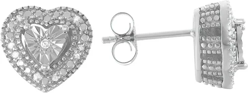 Vista 2 de Aretes de perno con solitario con apariencia de diamante blanco hechos de plata esterlina