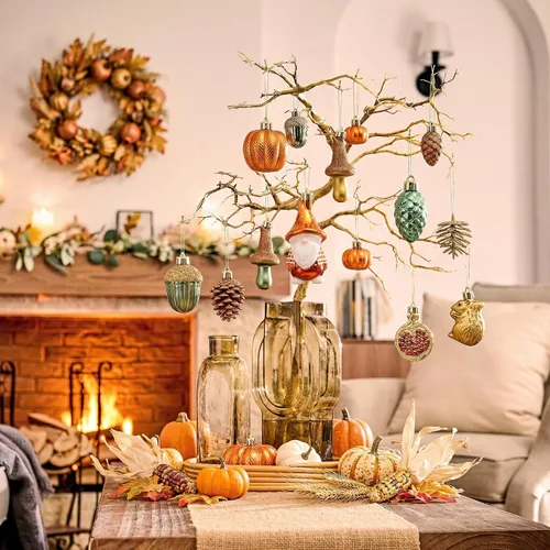 Vista 7 de Valery Madelyn 24ct Fall Ornaments Tree Decorations Shatterproof Home Decor Orange Green