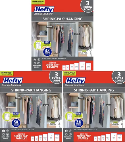 Vista 9 de Bolsas de almacenamiento al vacío Hefty Shrink-Pak - Ahorro de espacio para almacenamiento debajo de la cama, ropa y edredones, 3 veces más espacio
