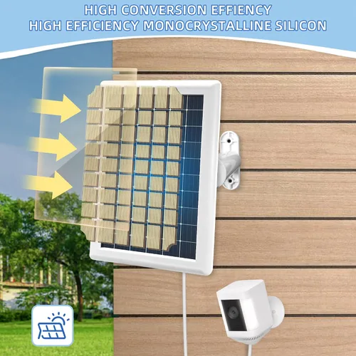 Vista 2 de Cargador de panel solar para batería de cámara de anillo, compatible con Ring Spotlight Cam/Stick Up Cam, uso al aire libre, 2 unidades, cable