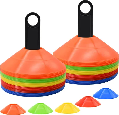 Vista 8 de 25/50/100 piezas de conos de disco, conos de agilidad de fútbol con bolsa de transporte y soporte, conos de fútbol para entrenamiento deportivo