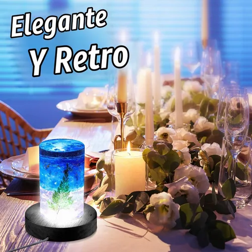 Vista 2 de Riakrum Base de luz LED de madera, 4 piezas, soporte de base de pantalla de cristal, control remoto, redondo, 16 modos de iluminación, soporte Negro