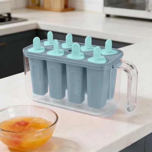 Vista 3 de 8 cavity Ice Pop Maker Mold Tray, Reusable Popsiclee Molds, Reusable Easy Release Ice Cream Container with Sticks for Yogurt Juice and DIY Chilled