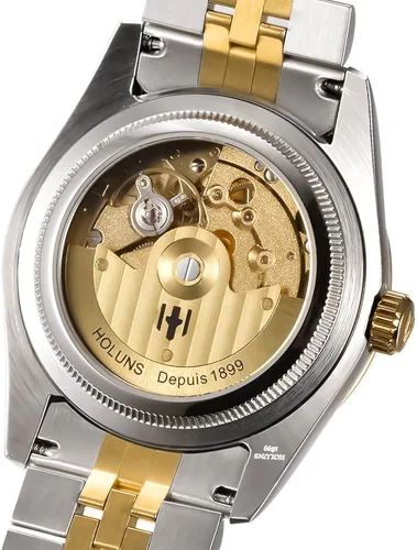 Vista 5 de LOREO Mens Full Gold Watch Automatic Mechanical Gilded Steel Self-Wind Sapphire Glass Dress Waterproof Watch