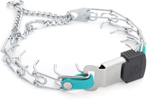 Vista 26 de Collar de perro de acero cromado Herm Sprenger para perros pequeños con hebilla de liberación rápida ClicLock y inserto de Biothane Collar de punta