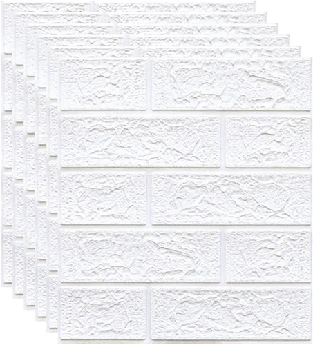 Vista 8 de Melairya Paneles de pared 3D autoadhesivos para decoración de paredes interiores, papel tapiz autoadhesivo de ladrillo de espuma, paquete de 20 Beige