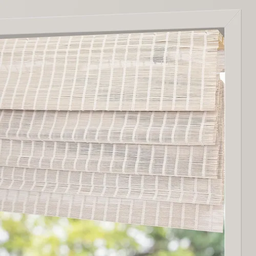 Vista 16 de Persianas Romanas de Bambú Sin Cordón con Oscurecimiento Total, Persianas Enrollables de Madera con Filtrado de Luz y Protección UV con Cenefa de 6