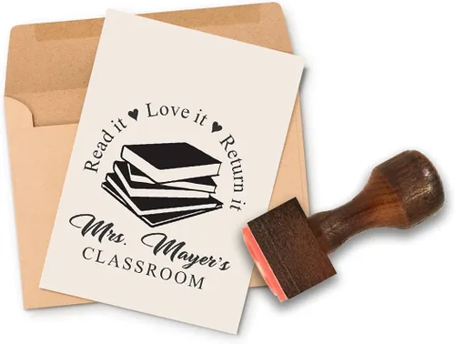 Vista 5 de Sello de goma de madera personalizado con logotipo (1.2 x 1.2 pulgadas)