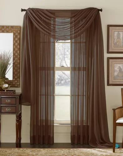 Vista 9 de Set de 3 piezas de cortina de gasa (2 piezas de 58" x 84") y cenefa de ventana (1 pieza de 37" x 216") (Negro)