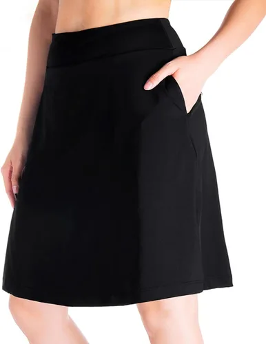 Vista 2 de Yogipace - Falda de mujer con largo a la rodilla modesta de 20 pulgadas, 4 bolsillos y protección UV, falda con pantalón corto para tenis, golf
