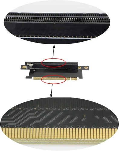 Vista 4 de Pci-E 16x tarjeta elevadora, PCI Express 3.0 16X cable de extensión 90 grados tarjeta de elevación de alta velocidad