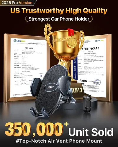 Vista 7 de YRU Soportes de teléfono para tu automóvil [gancho de metal militar actualizado 2026], soporte para teléfono celular para automóvil