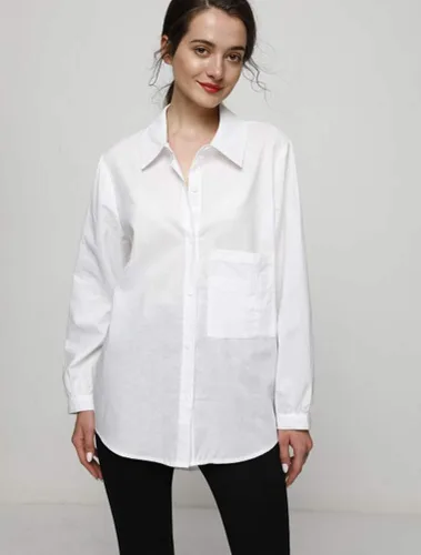 Vista 2 de Minibee Blusa de manga larga con botones para mujer túnica de algodón alta y baja