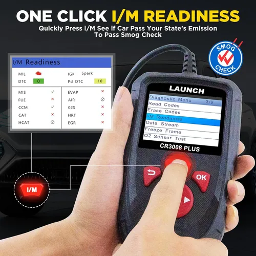 Vista 4 de LAUNCH Escáner Profesional OBD2 Herramienta de Diagnóstico CR3008 Plus, I/M de Una Tecla, Lector de Códigos con Actualización de por Vida, Lector