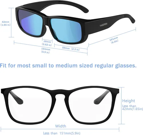 Vista 2 de Yaserra Lentes de sol polarizados para mujeres y hombres, para llevar sobre las gafas envolventes con lente TAC TR90, marco con bloqueo UV